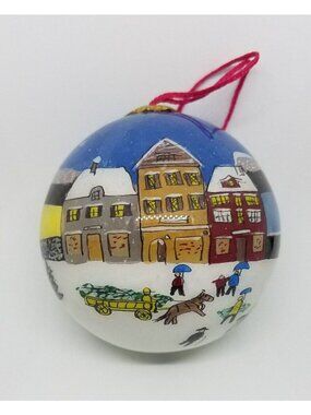 Ornament Hand Painted Glass Ball Snow Village Gaul Searson Limited San Francisco